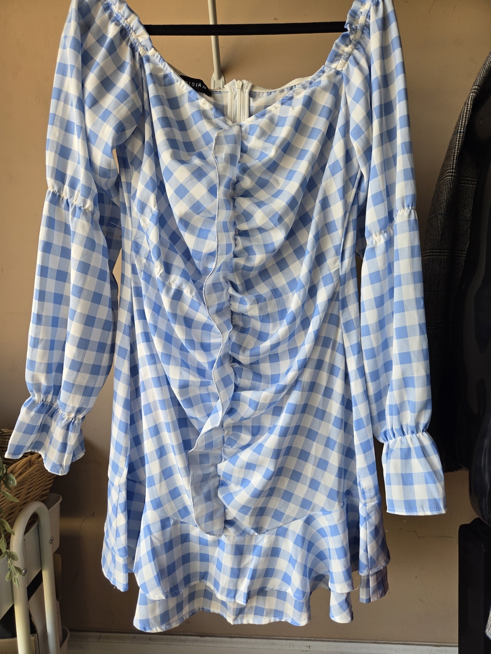 Blue Gingham Ruffle Dress